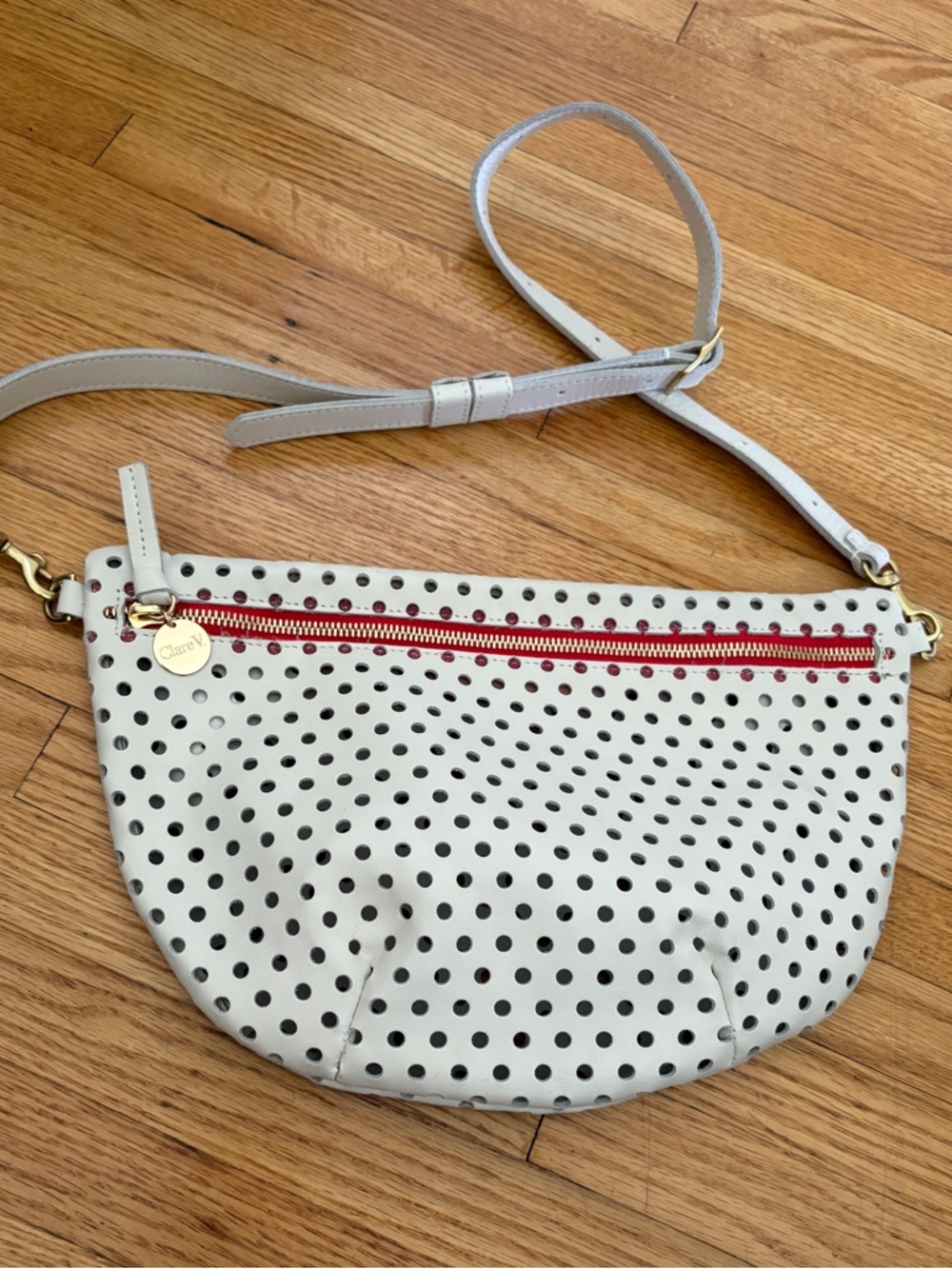 Clare V. White Perforated Grande Fanny